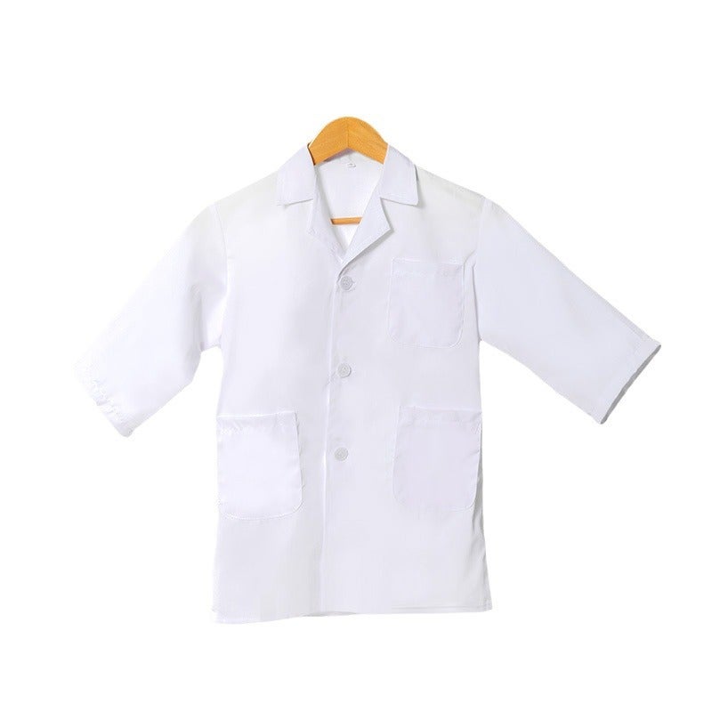 Primary School Students' Work Role-Playing Clothes, Kidsren'S White Coats, Doctor'S Clothes, Kidsren'S Science Experiment Clothes, Polyester-Cotton Kindergarten - Image 4