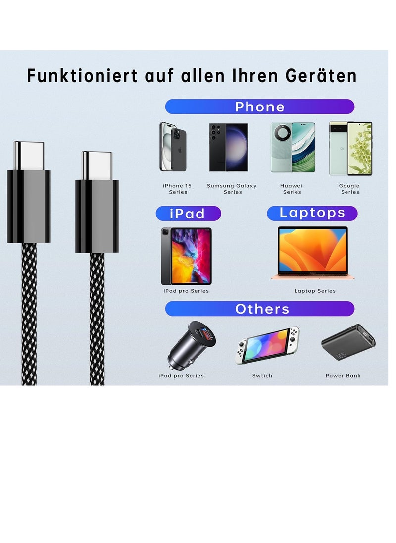 Generic - USB C to Lightning Cable 3M 60W PD 3.0 Fast Charging Cable Nylon Braided for iPhone 15 Pro Max Plus, Samsung Galaxy S23, iPad, Huawei W.3metr - Image 1