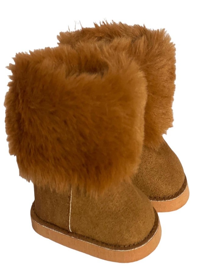 MBD 18 Inch Doll Boots-Brown Fur Boots Fot 18 Inch Kennedy and Friends Dolls and All Other 18 Inch Dolls - Image 1