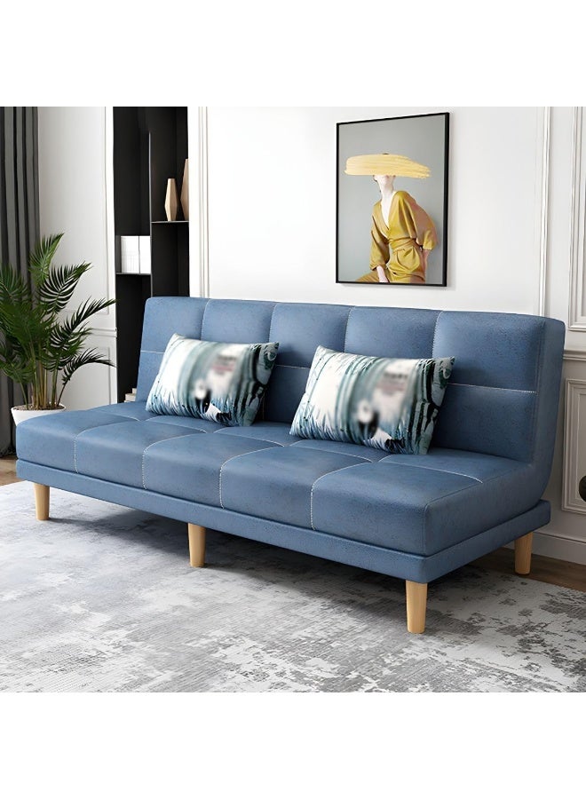 Zayn comforts Armless Sofa Bed with Tight-Back Design in modern Blend Fabric (Blue) - Image 1