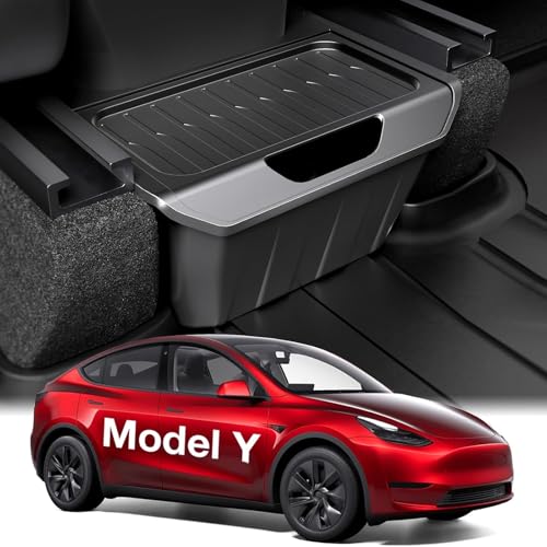 Wigoo 2025 Upgrade Tesla Model Y Accessories Rear Center Console Organizer [Partitioned Storage & Stable Installation] Backseat Storage Box for Tesla Model Y 2020~2025 (Not Fit New Model Y) - Image 1