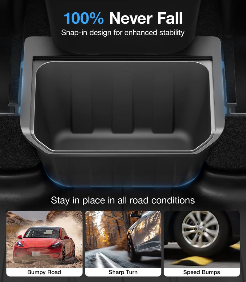 Wigoo 2025 Upgrade Tesla Model Y Accessories Rear Center Console Organizer [Partitioned Storage & Stable Installation] Backseat Storage Box for Tesla Model Y 2020~2025 (Not Fit New Model Y) - Image 4