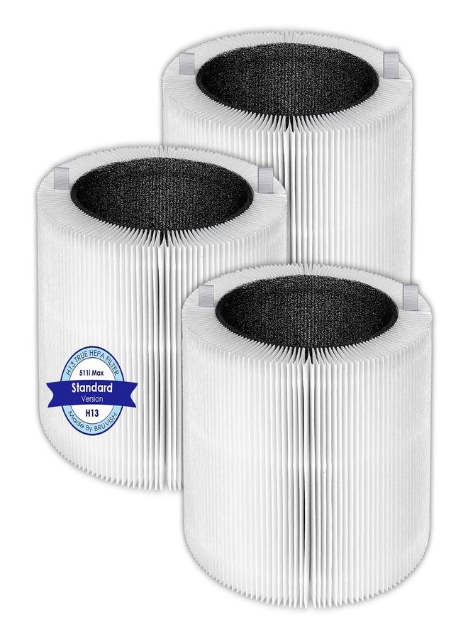 BRUVISH 3 Pack 511i Max Replacement Filters Compatible with Blue Pure 511i Max Air Purifier, H13 True HEPA Filter, 2-in-1 Activated Carbon Filters, Compare to Part # F5MAX, 511i Max White Filter 3 Pieces - Image 1