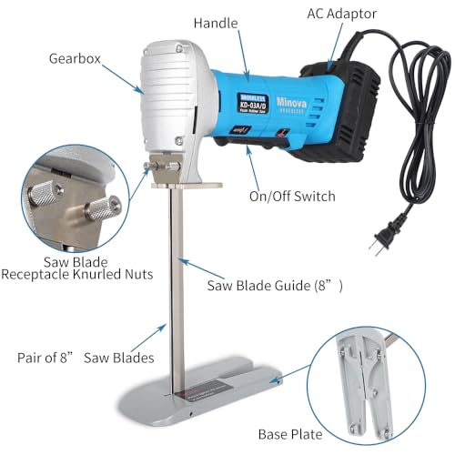 MINOVA Brushless Foam Rubber Cutter 8” Kit, Cutting of All Densities of Rubber, upholstery foam cushion & Flexible Plastic Foam, Heavy-Duty Cutting Tool, Designed for Fast (Corded) - Image 3