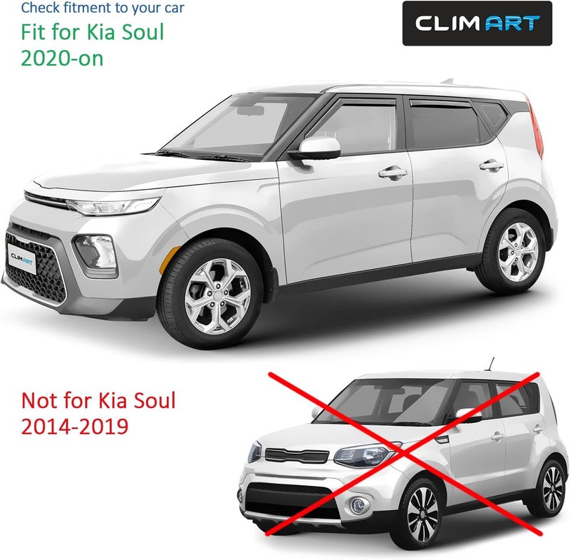 CLIM ART In-Channel Rain Guards for Kia Soul 2020-2024 - 4 Piece Set - Image 5