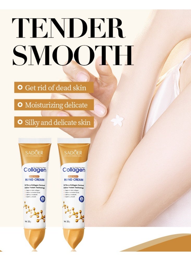 SADOER 4-PACKS Collagen Anti Wrinkle Hand Cream, Nourishing Whitening Moisturizing Skin Care Cream, Fast Absorbing Anti Ageing Hand Cream, Smooth And Soft Skin Crack Repair Cream To Remove Wrinkles Darkness 30g*4 - Image 4