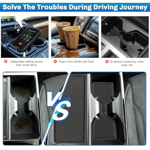 SXCY for 2025 2026 Hyundai Tucson Cup Holder Inserts Liner [Full Wire Button Console Only] 2025 2026 Tucson Door Slot Mats 2025 2026 Tucson Limited Accessories Cupholder Console Inserts Liner(Black) - Image 3