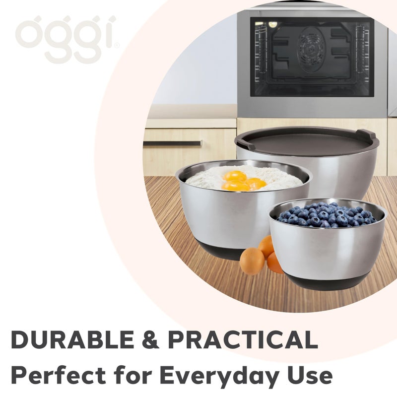 Oggi Stainless Steel 3-Piece Bowl Set with Lids  (7287.0) - Image 4