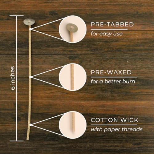 Direct Candle Supply Candle Wicks for Candle Making | 6 inch Stabilo CD 12 Wicks | 100pcs of Cotton Wicks for Candles and Candle Making Supplies, White - Image 2