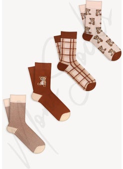 Mono Socks 4-Piece Teddy Bear Lazy Bear Socks  - Image 1