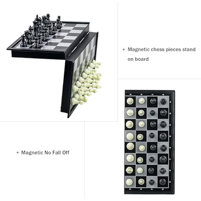 ريحني TRAVEL MAGNETIC CHESS MINI SET-7.9'', FOLDING CHESS BOARD GAME, EDUCATIONAL TOYS/GIFT FOR KIDS AND ADULTS (MINI CHESS BOARD SET-BLACK PIECES) - Image 5