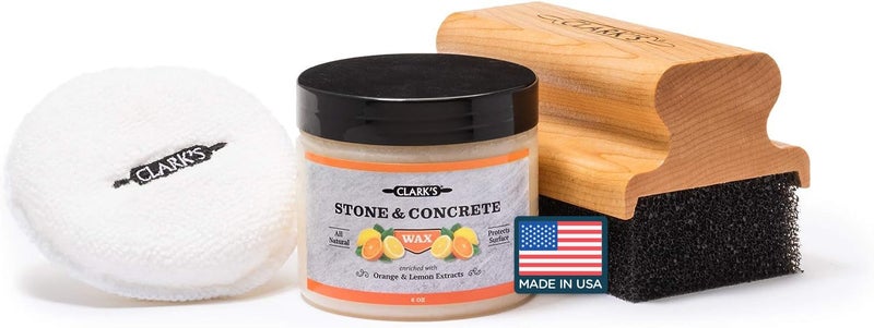 CLARK'S Natural Stone Wax Kit - Set to Restore Soapstone, Slate and Concrete Countertops includes Finishing Wax (6oz), Applicator Sponge and Buffing Pad, Enriched with Natural Lemon and Orange Extract - Image 1