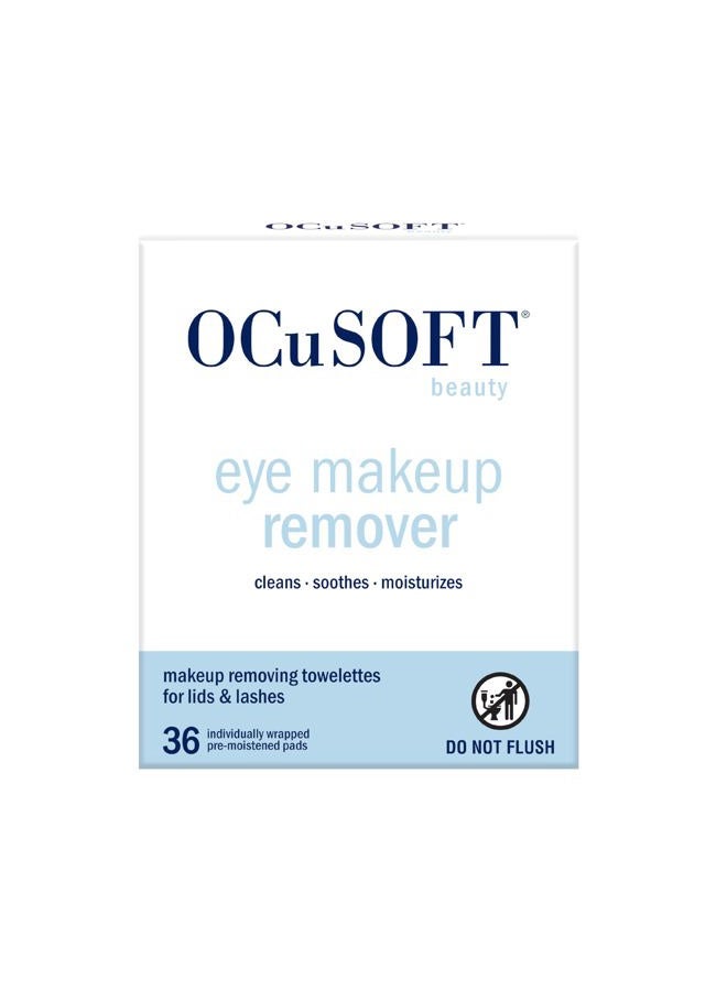 OCuSOFT Beauty Eye Makeup Remover, Individually Wrapped Makeup Removing Towelettes for the Face, Lids and Lashes, 36 Count - Image 1