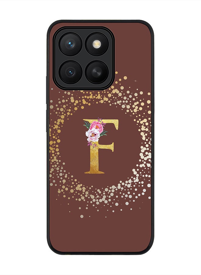 For Honor X8c Case,Slim fit Camera Protection, Shockproof Thin Phone cover  - Custom Monogram Floral - F  (Brown )