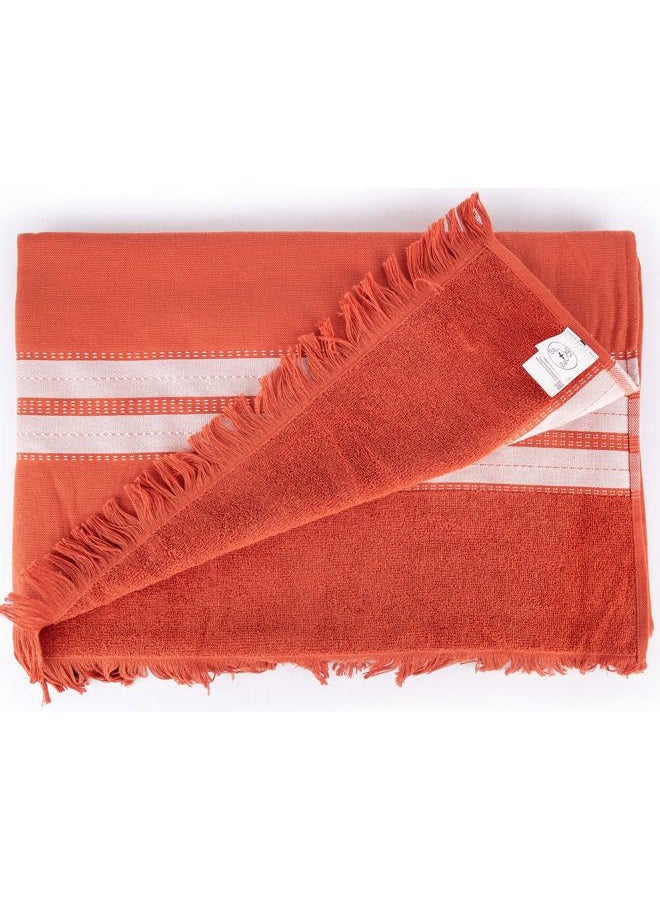 Bersuse 100% Cotton Cascais Terry Peshtemal Turkish Towel, 35x67 Inches, Brick - Image 5