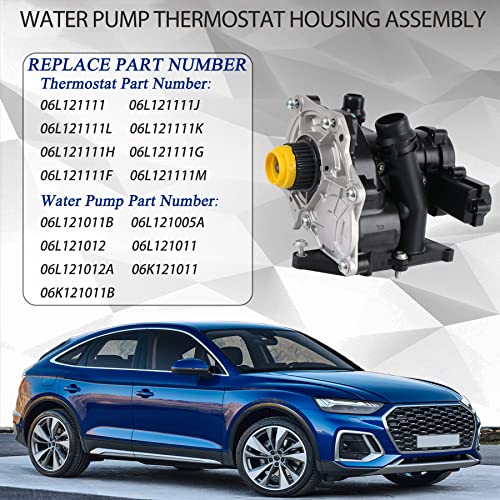 JDMSPEED Water Pump Thermostat Housing Assembly 06L121011B Replacement For Audi A3 A4 A5 S3 TT, Replacement For Volkswagen VW Golf Beetle Passat SportWagen 1.8T 2.0T Replaces 06L121111J 06L121111H - Image 2