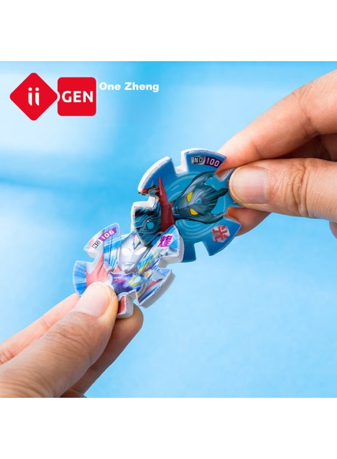 One Is Yizheng Eraser, Stationery, Ultraman Image Aggregation Eraser, Children's Creative Cartoon Fun Assembly Flip Battle Round Piece Eraser, Randomly Shipped One Card Pack 7137 - Image 2