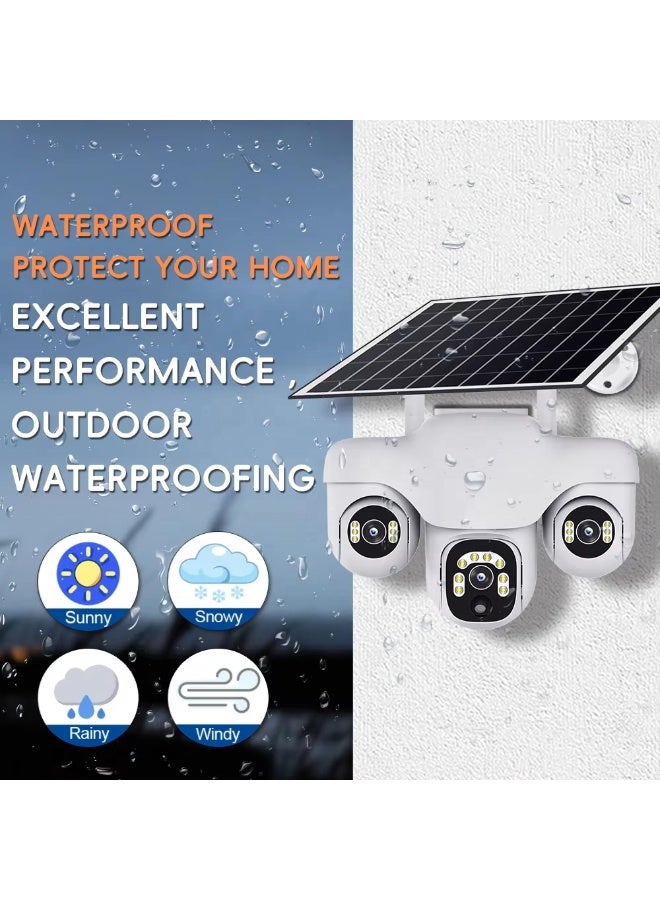 3-Lens Solar Security Camera | 360° PTZ WiFi Outdoor Surveillance Dome | Smart APP Control, AI Motion Tracking, Night Vision, Waterproof Solar-Powered CCTV Camera - Image 4