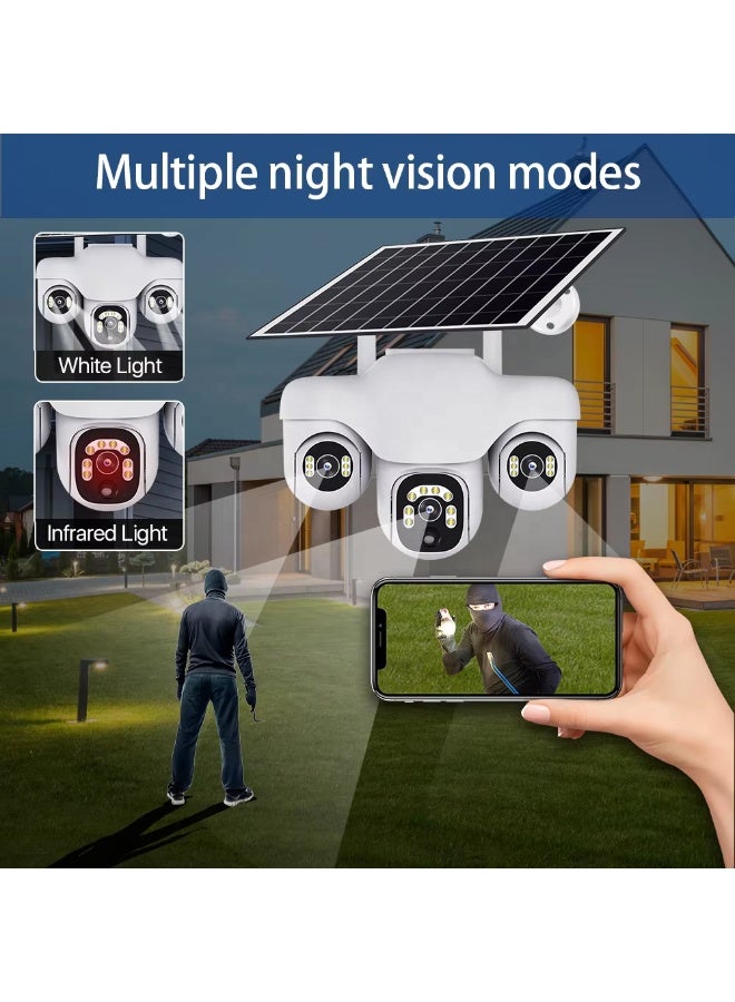 3-Lens Solar Security Camera | 360° PTZ WiFi Outdoor Surveillance Dome | Smart APP Control, AI Motion Tracking, Night Vision, Waterproof Solar-Powered CCTV Camera - Image 5