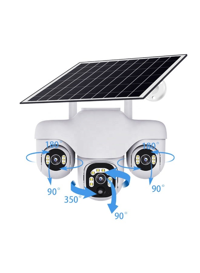 3-Lens Solar Security Camera | 360° PTZ WiFi Outdoor Surveillance Dome | Smart APP Control, AI Motion Tracking, Night Vision, Waterproof Solar-Powered CCTV Camera - Image 1