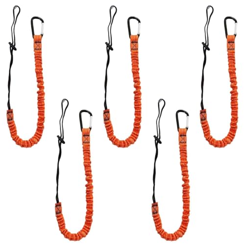 Carivia Tool Lanyard with Buckle Strap 5Pcs, 31.5 "-43.3" Extendable Length Tool Tether Lanyard with Carabiner and Adjustable Loop End, Scaffolding Roofing Fall Protection Tool Belts Accessories - Image 1