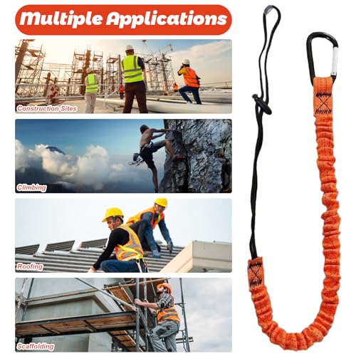 Carivia Tool Lanyard with Buckle Strap 5Pcs, 31.5 "-43.3" Extendable Length Tool Tether Lanyard with Carabiner and Adjustable Loop End, Scaffolding Roofing Fall Protection Tool Belts Accessories - Image 5