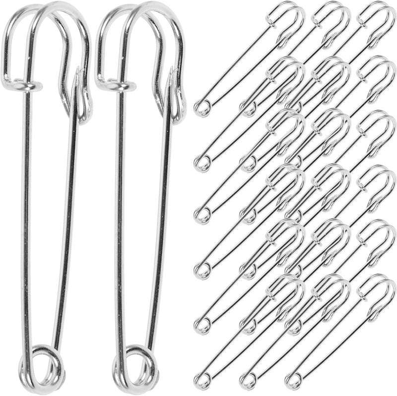 Artibetter 50 Pcs Heavy Duty Safety Pins 2.5 Inch Metal Blanket Brooch Pins for DIY Crafts and Kilts, Silver Thickened Clasp Clips for Sewing and Clothing Accessories - Image 1