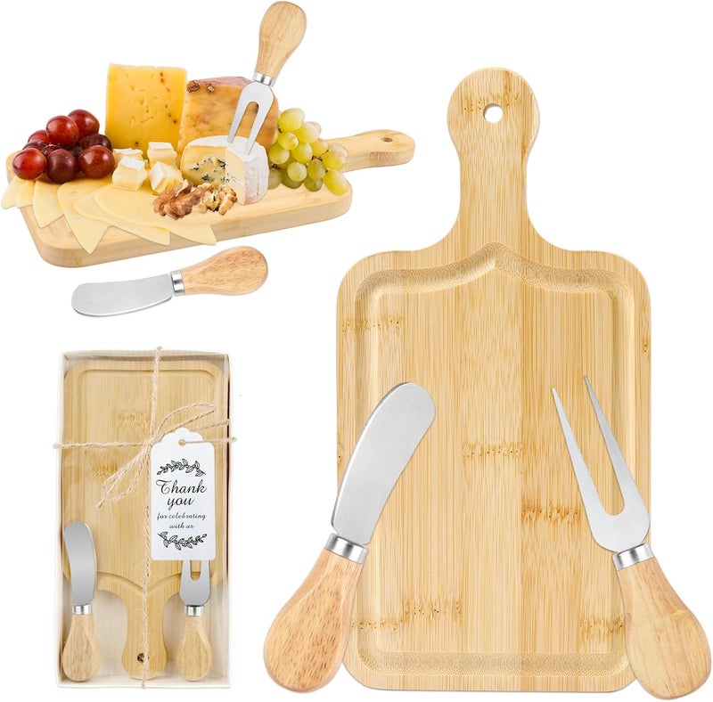 Esmorah 1 Set Baby Shower Prize for Game Winners Adults, Bridal Shower Prize for Guests, Cheese Board Gift Set with Wood Mini Charcuterie Board, Knife, Fork, Thank You Card & Gift Box - Image 1