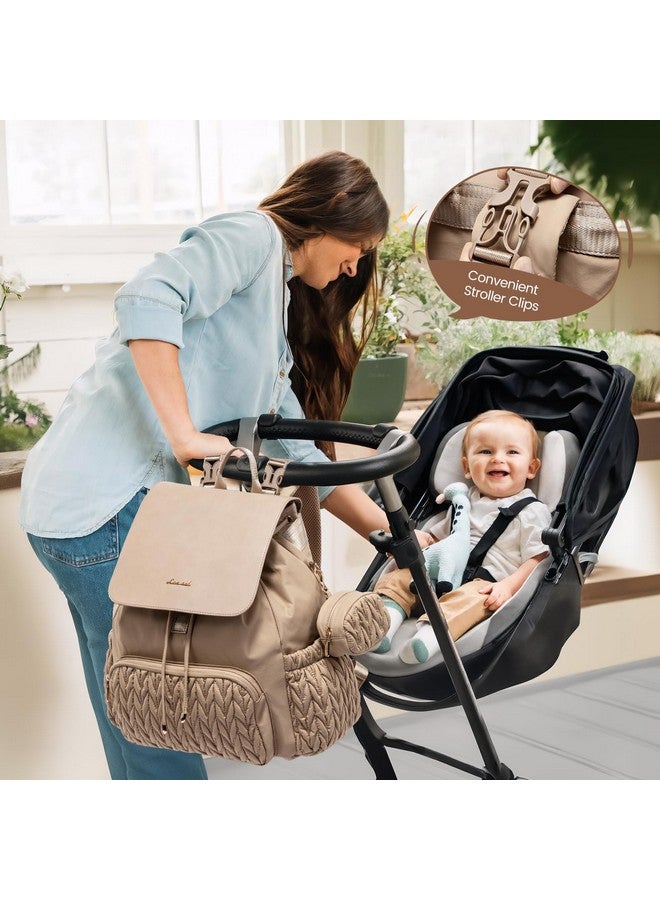 لوف فوك حقيبة ظهر للحفاضات من LOVEVOOK، حقيبة صغيرة للأطفال، حقيبة حفاضات لطيفة للأطفال، حقيبة سفر أنيقة مقاومة للماء للأم، حقيبة ظهر للأطفال مع وسادة تغيير الحفاضات، أحزمة عربة الأطفال - كاكي - Image 2
