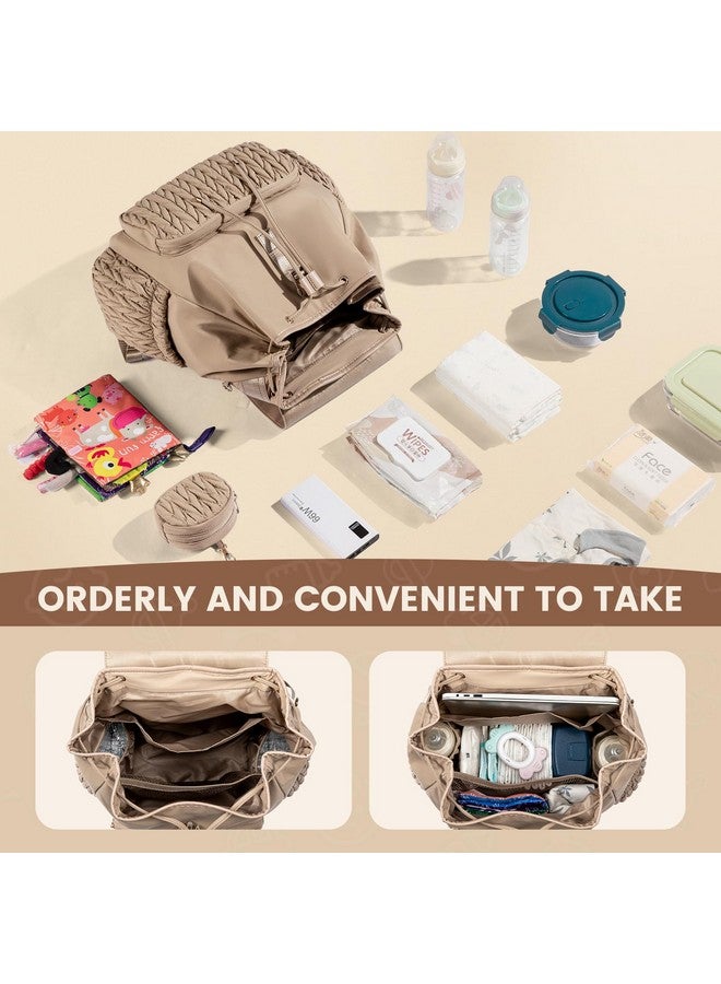 لوف فوك حقيبة ظهر للحفاضات من LOVEVOOK، حقيبة صغيرة للأطفال، حقيبة حفاضات لطيفة للأطفال، حقيبة سفر أنيقة مقاومة للماء للأم، حقيبة ظهر للأطفال مع وسادة تغيير الحفاضات، أحزمة عربة الأطفال - كاكي - Image 1