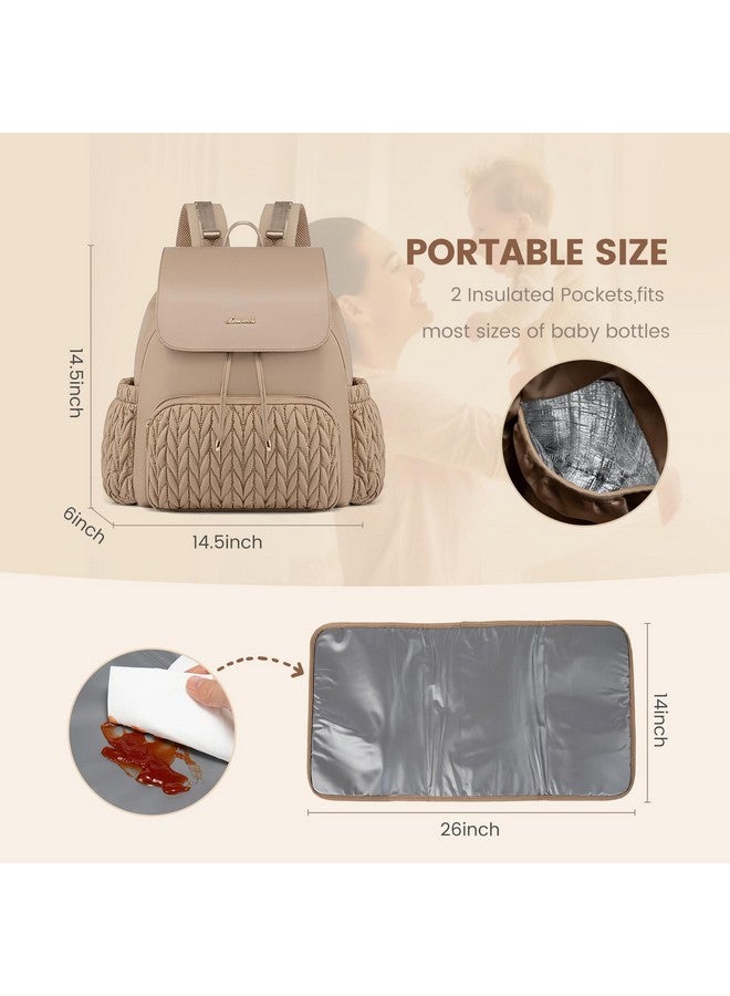 لوف فوك حقيبة ظهر للحفاضات من LOVEVOOK، حقيبة صغيرة للأطفال، حقيبة حفاضات لطيفة للأطفال، حقيبة سفر أنيقة مقاومة للماء للأم، حقيبة ظهر للأطفال مع وسادة تغيير الحفاضات، أحزمة عربة الأطفال - كاكي - Image 4