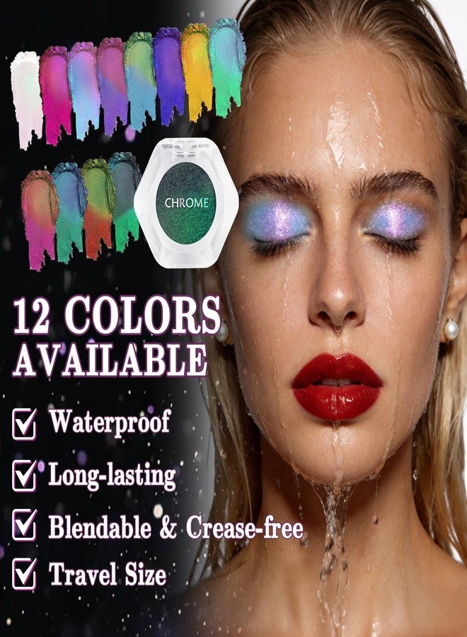 Lestpola Multichrome Chameleon Glitter Eyeshadow Palette, Metallic Shimmer Duochrome Eyeshadow Makeup, Holographic Iridescent Single Eye Shadow Palette, Face & Under Eye Brightener Highlighter-01 Mermaid Pink - Image 5