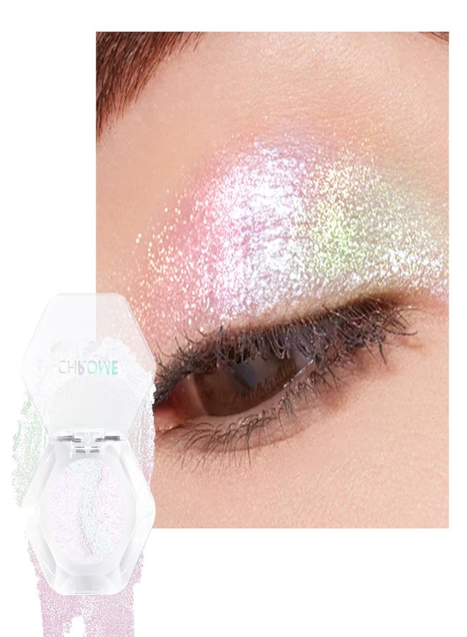 Lestpola Multichrome Chameleon Glitter Eyeshadow Palette, Metallic Shimmer Duochrome Eyeshadow Makeup, Holographic Iridescent Single Eye Shadow Palette, Face & Under Eye Brightener Highlighter-01 Mermaid Pink - Image 1