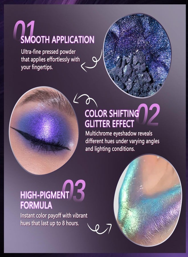 Lestpola Multichrome Chameleon Glitter Eyeshadow Palette, Metallic Shimmer Duochrome Eyeshadow Makeup, Holographic Iridescent Single Eye Shadow Palette, Face & Under Eye Brightener Highlighter-01 Mermaid Pink - Image 4