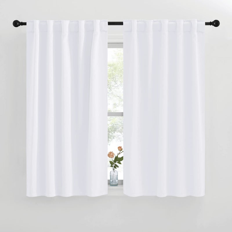 NICETOWN NICETOWM Window Treatment Curtain Panels  White Color W42 x L50 2 Pieces Semi Blackout Window Treatment Drape Panel for Kids Bedroom 