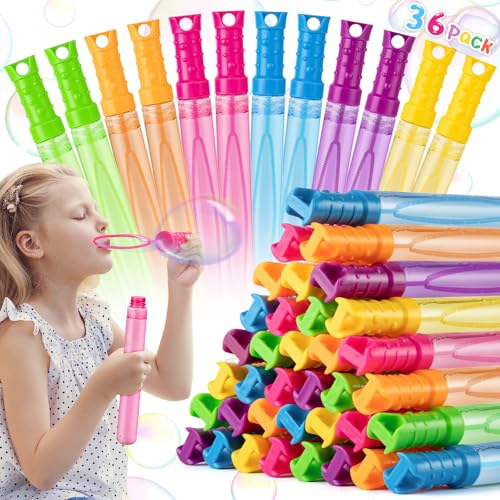 IJIGU 36 Pack Big Bubble Wands Bulk in 6 Colors Ideal for Easter Summer Halloween Valentine School Classroom Prizes - Image 1