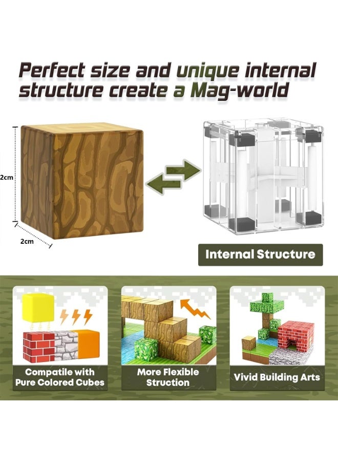 فتيرلي مكعبات مغناطيسية، 100 قطعة مكعبات مغناطيسية تعتمد على الألعاب، مكعبات بناء مغناطيسية، ألعاب حسية من مونتيسوري للأطفال من سن 3 4 5 6 7 8-13 سنة، مناسبة لأعياد الميلاد - Image 3