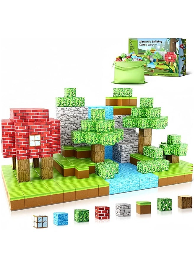 VTERLY Magnetic Blocks, 100PCS Game-Based Magnets Cubes, Magnetic Building Blocks STEM Montessori Sensory Toys for 3 4 5 6 7 8-13 Year Old Boys Girls Birthday for Kids  - Image 1
