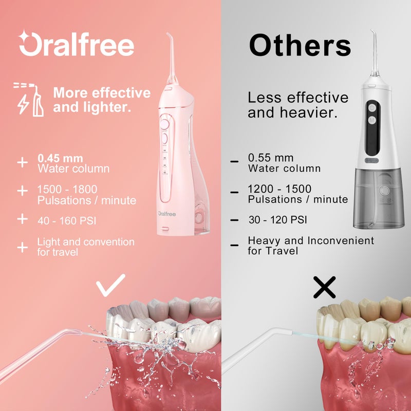 Oralfree Water flosser Teeth Picks - Dental Braces Cordless Oral Irrigator Portable Rechargeable Travel Irrigation Cleaner IPX7 Waterproof Electric Professional Flossing Teeth Cleaning for Home - Image 2