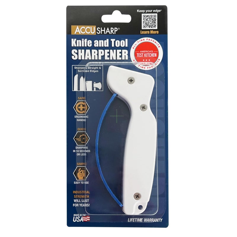 AccuSharp Knife Sharpener, Ergonomic Comfortable Handle, Compact & Easy to Use, Restore and Hone Straight & Serrated Knives, White - Image 3
