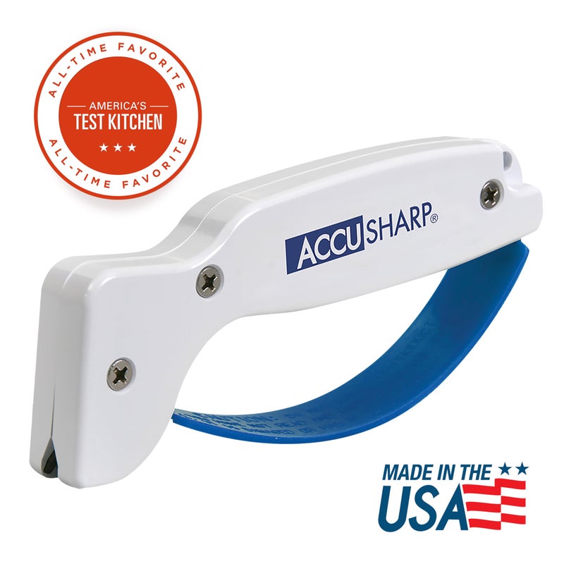 AccuSharp Knife Sharpener, Ergonomic Comfortable Handle, Compact & Easy to Use, Restore and Hone Straight & Serrated Knives, White - Image 2