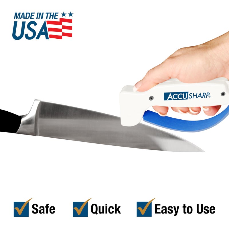 AccuSharp Knife Sharpener, Ergonomic Comfortable Handle, Compact & Easy to Use, Restore and Hone Straight & Serrated Knives, White - Image 5