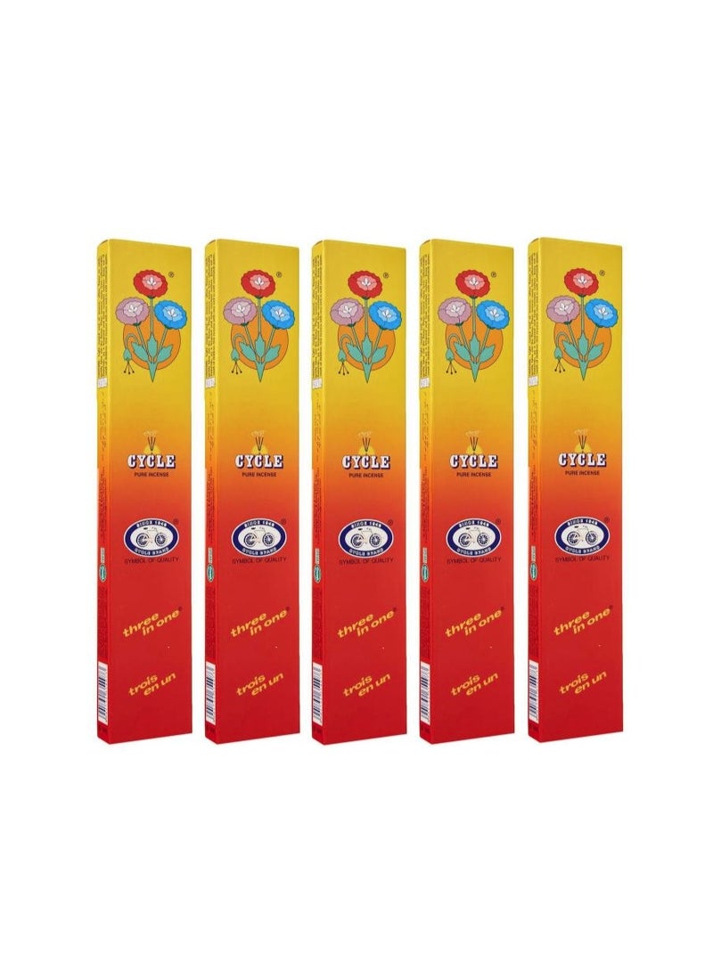 Cycle Brand Three in One Incense Sticks – 90 Sticks | Long-Lasting Aroma (Pack of 5) - Image 1