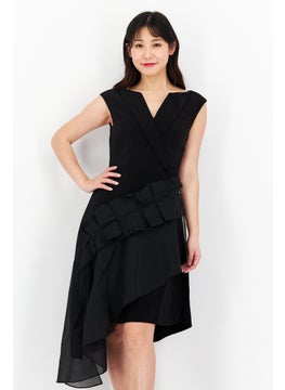 Couture Made For Vero Moda Women Plain Midi Casual Dress, Black  - Image 1