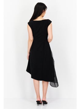 Couture Made For Vero Moda Women Plain Midi Casual Dress, Black  - Image 3