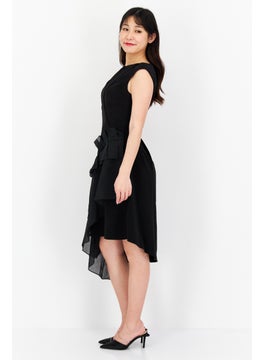 Couture Made For Vero Moda Women Plain Midi Casual Dress, Black  - Image 2