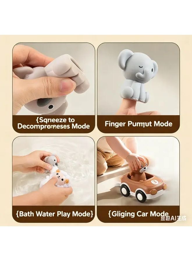 6Pcs Kids Inertial Sliding Animal Car Set Chicken Dog Cow Detachable Soft Rubber Toys - Image 4