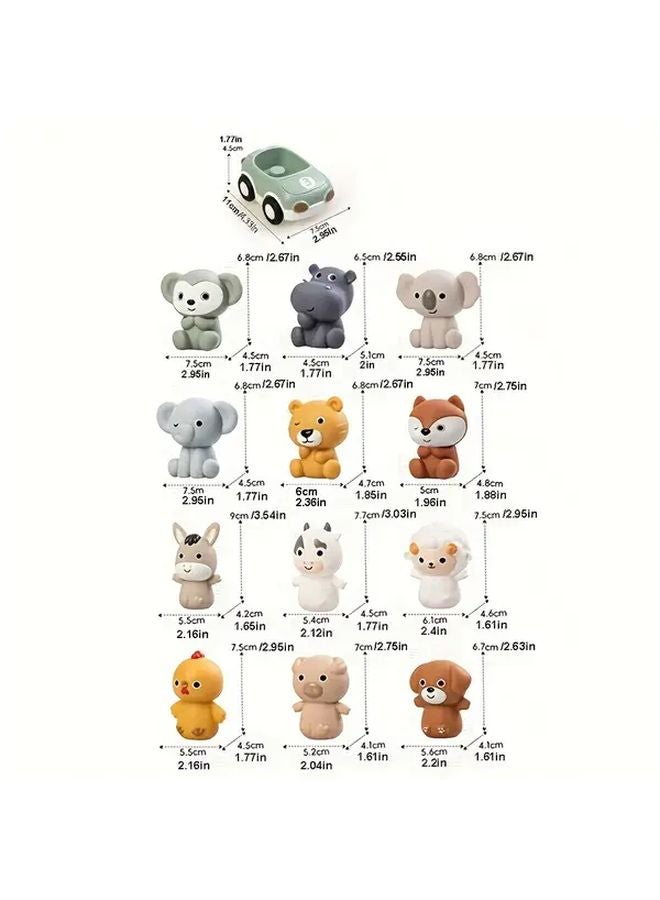 6Pcs Kids Inertial Sliding Animal Car Set Chicken Dog Cow Detachable Soft Rubber Toys - Image 5