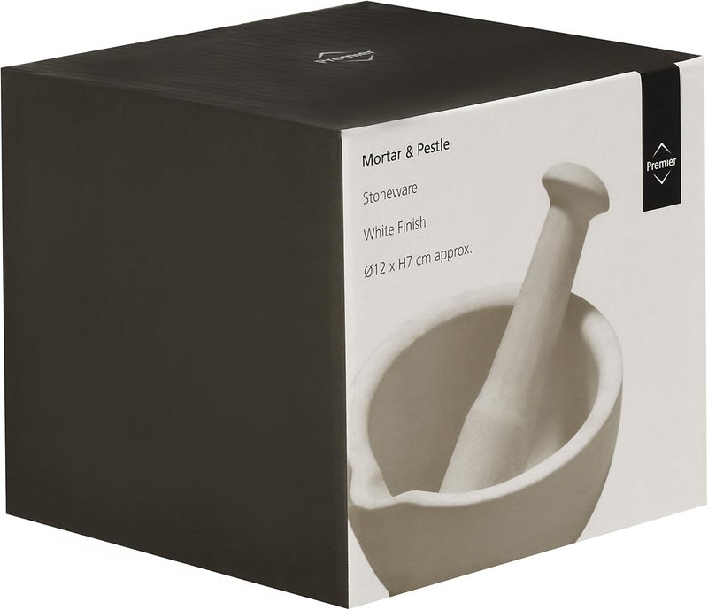 Premier Housewares Stoneware Mortar and Pestle - White,H7 x W12.50 x D12.50cm - Image 2