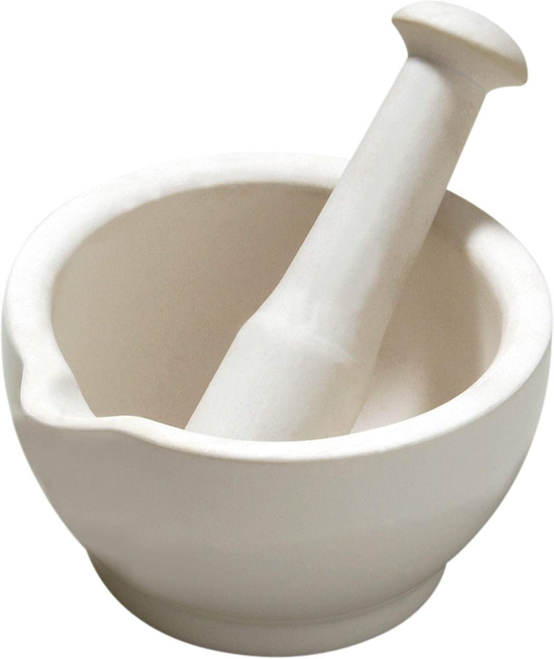 Premier Housewares Stoneware Mortar and Pestle - White,H7 x W12.50 x D12.50cm - Image 1